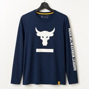 Under Armour Project Rock Mens Large HeatGear Blue Long Sleeve Shirt